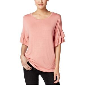 Jamie & Layla Womens Ruffled Sleeve Basic T-Shirt, NWT